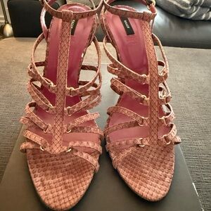 Bally Women’s Gotham Light Cherry Pink Python Strappy Sandals Size 41.5 Euro